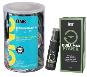 Набір з ONE Pleasure Plus, 100 шт + Пролонгатор Intt Dura Max Power (12 мл) SOS9130 фото
