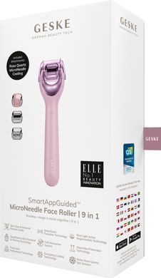 Электронный роллер для лица с микроиглами GESKE MicroNeedle Face Roller 9в1 pink HB0192 фото