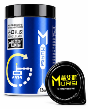 Ультратонкі рельєфні презервативи Muaisi Blue 0.02 мм із підвищеною кількістю змазки (12 шт) MI8 фото
