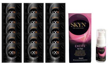 Комплект EXS Black Latex 15 шт + SKYN Excite Orgasmic Gel for Her стимулюючий гель для клітора, 15 мл SOS14664 фото