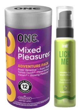 Комплект 12 шт ONE Mixed Pleasures + Гель INTT Lick Me Kissable Gel Caipirinha 50 мл SOS6133 фото