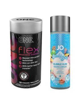 ONE Flex 10 шт. + Лубрикант на водній основі System JO H2O &mdash; Candy Shop &mdash; Bubblegum (60 мл) SOS6381 фото