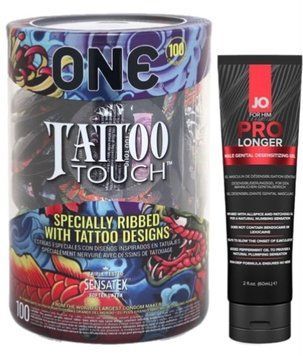 Набір з ONE Tattoo Touch, 100 шт + Пролонгатор System JO Prolonger Gel (60 мл) SOS9140 фото