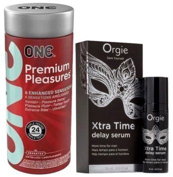 Набір з 24 шт ONE Premium Pleasures + Пролонгатор Orgie Xtra Time Delay Serum, 15 мл SOS9388 фото