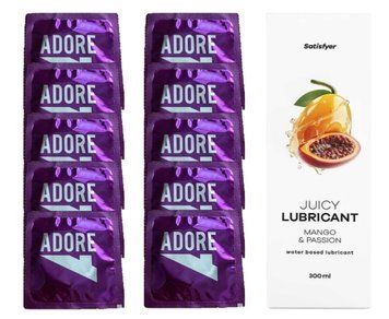 Набор: Pasante Adore 10 шт. + Лубрикант Satisfyer Mango & Passion (300 мл) SOS12091 фото