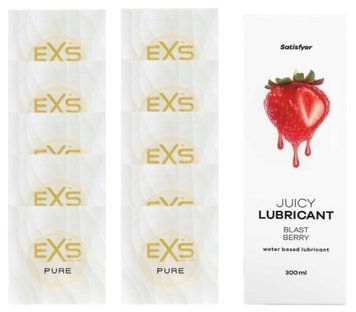 Набір: EXS Pure 10 шт. + Лубрикант Satisfyer Blast Berry 300 мл SOS11205 фото