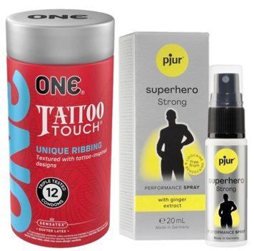 Набор из ONE Tattoo Touch Pack 12 шт + Пролонгатор pjur Superhero Strong Spray 20 ml SOS9438 фото