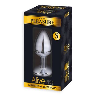 Металева анальна пробка з кристалом Alive Mini Metal Butt Plug Black S SO6011 фото