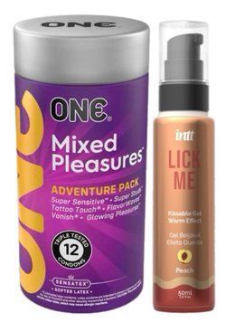Комплект 12 шт ONE Mixed Pleasures + Гель INTT Lick Me Kissable Gel Peach 50 мл SOS6134 фото