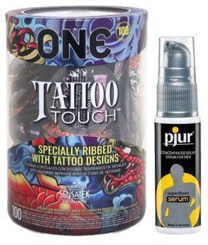Набір з ONE Tattoo Touch, 100 шт + Пролонгатор pjur Superhero Serum 20 мл SOS9141 фото