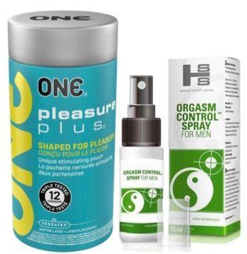 Набор из ONE Pleasure Plus 12 шт + Пролонгатор SEXUAL HEALTH SERIES ORGASM CONTROL SPRAY, 15 МЛ SOS9539 фото