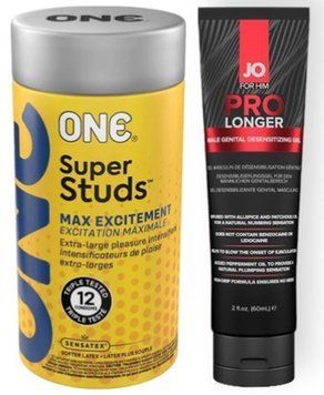 Набор 12 шт ONE Super Studs + System JO Prolonger Gel (60 мл) SOS9043 фото