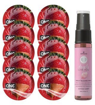 Комплект ONE Chocolate Strawberry 10 шт + Sensuva Deeply Love You &ndash; Cotton Candy, 29 мл SOS13762 фото