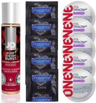 Набор 10 шт Pasante Extra и ONE Tattoo Touch + System JO H2O - Cherry Burst (30 мл) SOS4874 фото