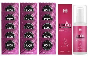 Комплект EXS Extra Thick 15 шт + Sexual Health Series LibiGel SOS14706 фото