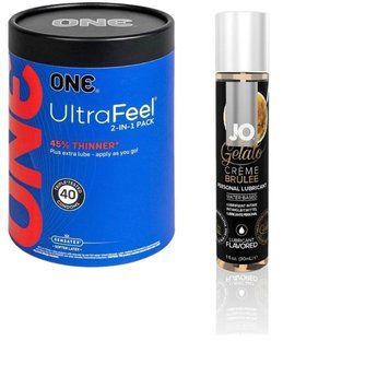 ONE UltraFeel 2-в-1. 40 шт+ Змазка на водній основі System JO GELATO CremeBrulee (30 мл) SOS6438 фото
