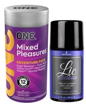 Комплект 12 шт ONE Mixed Pleasures + Гель Sensuva Lic-o-licious Blueberry Muffin (50 мл) SOS6136 фото