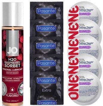 Набор 10 шт Pasante Extra и ONE Tattoo Touch + System JO H2O &mdash; Raspberry Sorbet (30 мл) SOS4875 фото