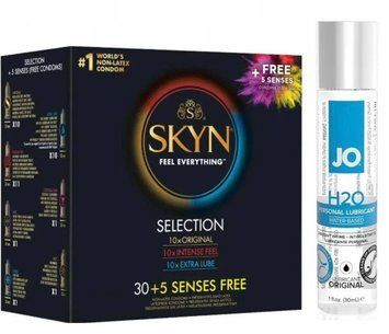 Набор : SKYN Selection 30 шт + 5 of 5 Senses и Лубрикант System JO H2O ORIGINAL (30 мл) SOS84 фото