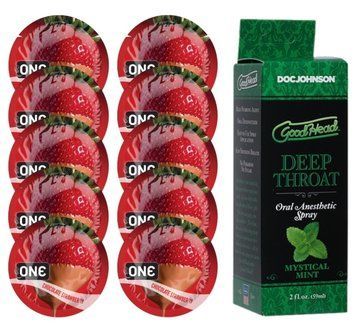 Комплект ONE Chocolate Strawberry 10 шт + Doc Johnson &ndash; Mystical Mint, 59 мл SOS13763 фото