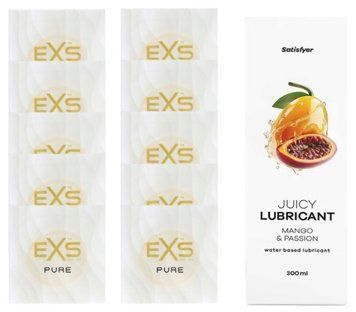 Набір: EXS Pure 10 шт. + Лубрикант Satisfyer Mango & Passion 300 мл SOS11209 фото