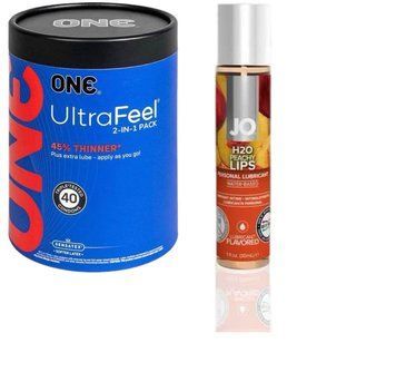 ONE UltraFeel 2-в-1. 40 шт+ Лубрикант на водній основі System JO H2O &mdash; PEACHY LIPS 30 мл. SOS6440 фото