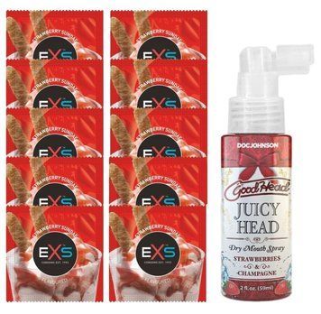 EXS STRAWBERRY SUNDAE 10 шт + Doc Johnson &ndash; Juicy Head Strawberries and Champagne (59 мл) SOS14065 фото