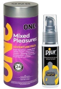 Набір з 24 шт ONE Mixed Pleasures + Пролонгатор pjur Superhero Serum 20 мл SOS9343 фото