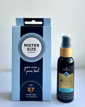 Mister Size - Pure Feel - 57 (10 шт) и Лубрикант Sensuva - Ultra-Stimulating & Cooling On Insane Ice 57 ml SOS1032 фото