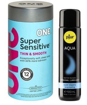 Набор ONE Super Sensitive Pack 12 шт. + Лубрикант Pjur Aqua 100 мл. SOS13024 фото