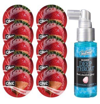 Комплект ONE Chocolate Strawberry 10 шт + Doc Johnson &ndash; Cotton Candy, 59 мл SOS13765 фото