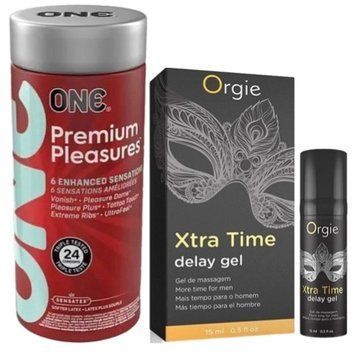 Набор из 24 шт ONE Premium Pleasures + Пролонгатор X-TRA TIME, 15 мл ORGIE SOS9393 фото