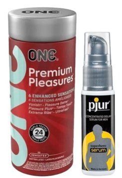 Набор из 24 шт ONE Premium Pleasures + Пролонгатор pjur Superhero Serum 20 мл SOS9394 фото