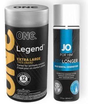Набір з 12 шт ONE Legend Extra Large + Пролонгатор System JO Prolonger Spray with Benzocaine (60 мл) SOS9047 фото