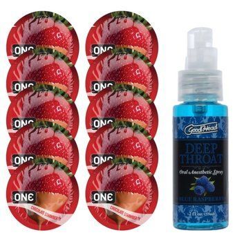 Комплект ONE Chocolate Strawberry 10 шт + Doc Johnson &ndash; Blue Raspberry, 59 мл SOS13766 фото