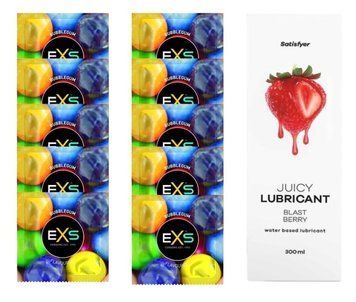 Комплект: EXS BUBBLEGUM 10 шт. + Лубрикант Satisfyer Blast Berry 300 мл SOS11465 фото