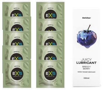 Комплект: з EXS Snug Fit 10 шт + Лубрикант Satisfyer Juicy Breezy Berry water based 300 мл SOS11312 фото
