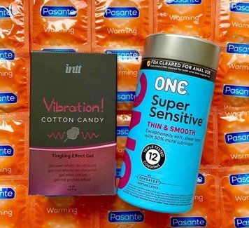 Набор 24 шт ONE Super Sensitive &ndash; Pasante Warming + Жидкий вибратор Intt Vibration Cotton Candy (15 мл) SOS1556 фото