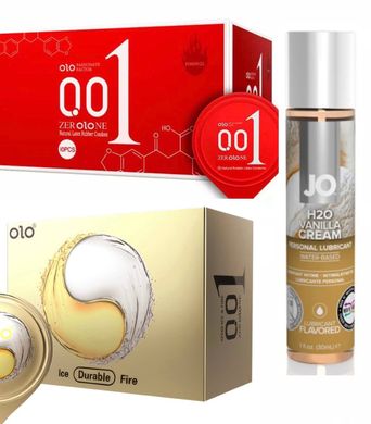 Набор OLO Ice Durable Fire 10 шт, Passionate Factor 10 шт и Лубрикант System JO H2O — VANILLA CREAM 30 мл SOS322 фото