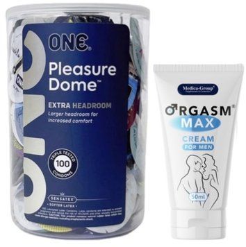 Набор из ONE Pleasure Dome, 100 шт + Пролонгатор Medica-Group Orgasm Max for Men - krem ​​50 ml SOS9596 фото