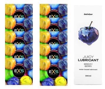 Комплект: EXS BUBBLEGUM 10 шт. + Лубрикант Satisfyer Breezy Berry 300 мл SOS11467 фото