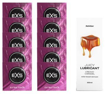Набір: EXS Extra Thick 10 шт. + Лубрикант Satisfyer Creamy Caramel 300 мл SOS11163 фото