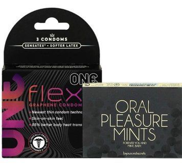 Комплект 3 шт ONE Flex + Мятные конфеты Bijoux Indiscrets Oral Pleasure Mints &ndash; Peppermint SOS6141 фото