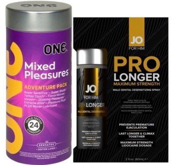 Набір з 24 шт ONE Mixed Pleasures + Пролонгатор JO Prolonger Spray with Lidocaine (60 мл) SOS9346 фото
