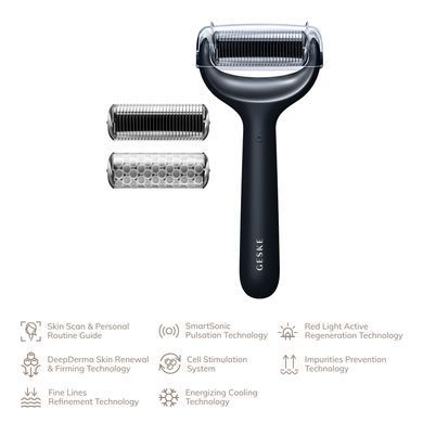 Електронний ролер для обличчя та тіла з мікроголками GESKE MicroNeedle Face&Body Roller 8в1 black HB0201 фото
