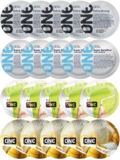 Набір з 20 шт ONE Extra strong + 𝐎𝐍𝐄 𝐒𝐮𝐩𝐞𝐫 𝐒𝐞𝐧𝐬𝐢𝐭𝐢𝐯𝐞 + ONE Color Sensations + ONE Banana Split SOS8191 фото
