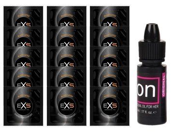 Комплект EXS Black Latex 15 шт + Sensuva ON Arousal Oil for Her Original 5 мл SOS14656 фото