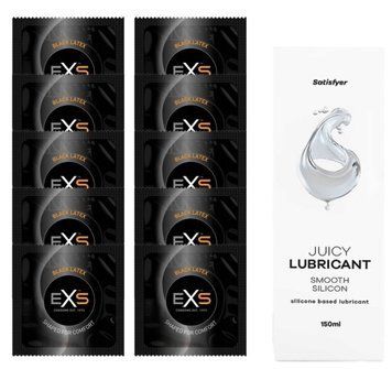 Набір: EXS Black Latex 10 шт. + Лубрикант Satisfyer Smooth Silicon 150 мл SOS11146 фото