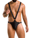 Мужское боди из экокожи и люверсами Passion HARRY 028, черное (S/M) SO7556 фото 1