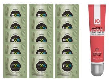 Комплект EXS Snug Fit 15 шт + System JO WARM & BUZZY, 10 мл SOS14946 фото
